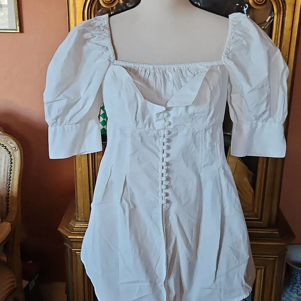 By Anthropologie Square Neck Puff Sleeve Tunic Blouse